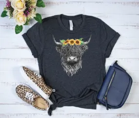 1255 Highland Cow with Sunflowers DTF/Sublimation Transfer