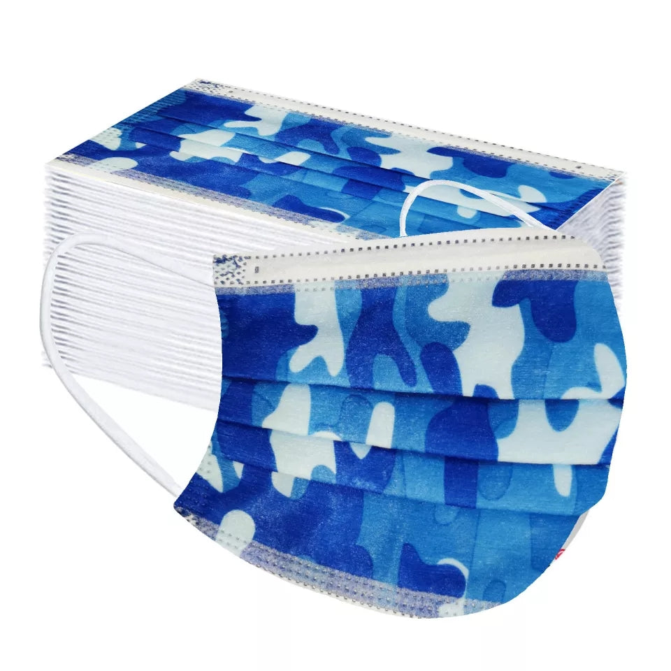 50pc  Disposable Camouflage Mask 3Ply