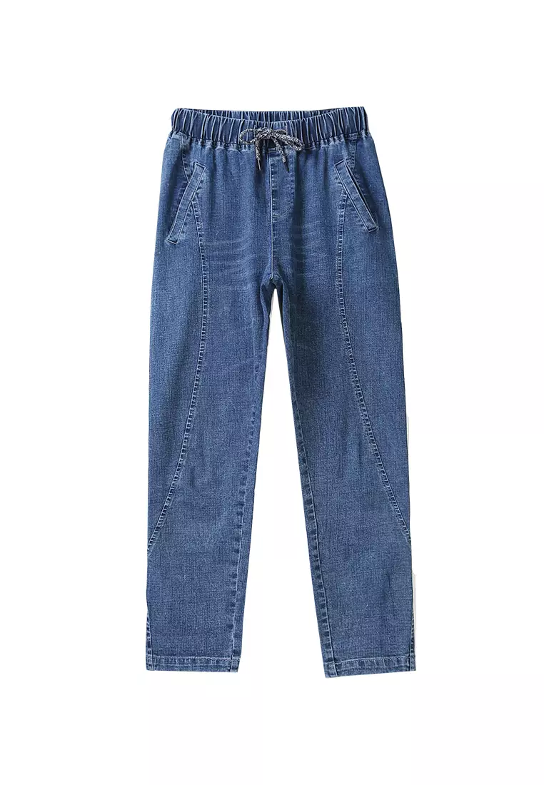 A-IN GIRLS Elastic Waist Stitching Jeans