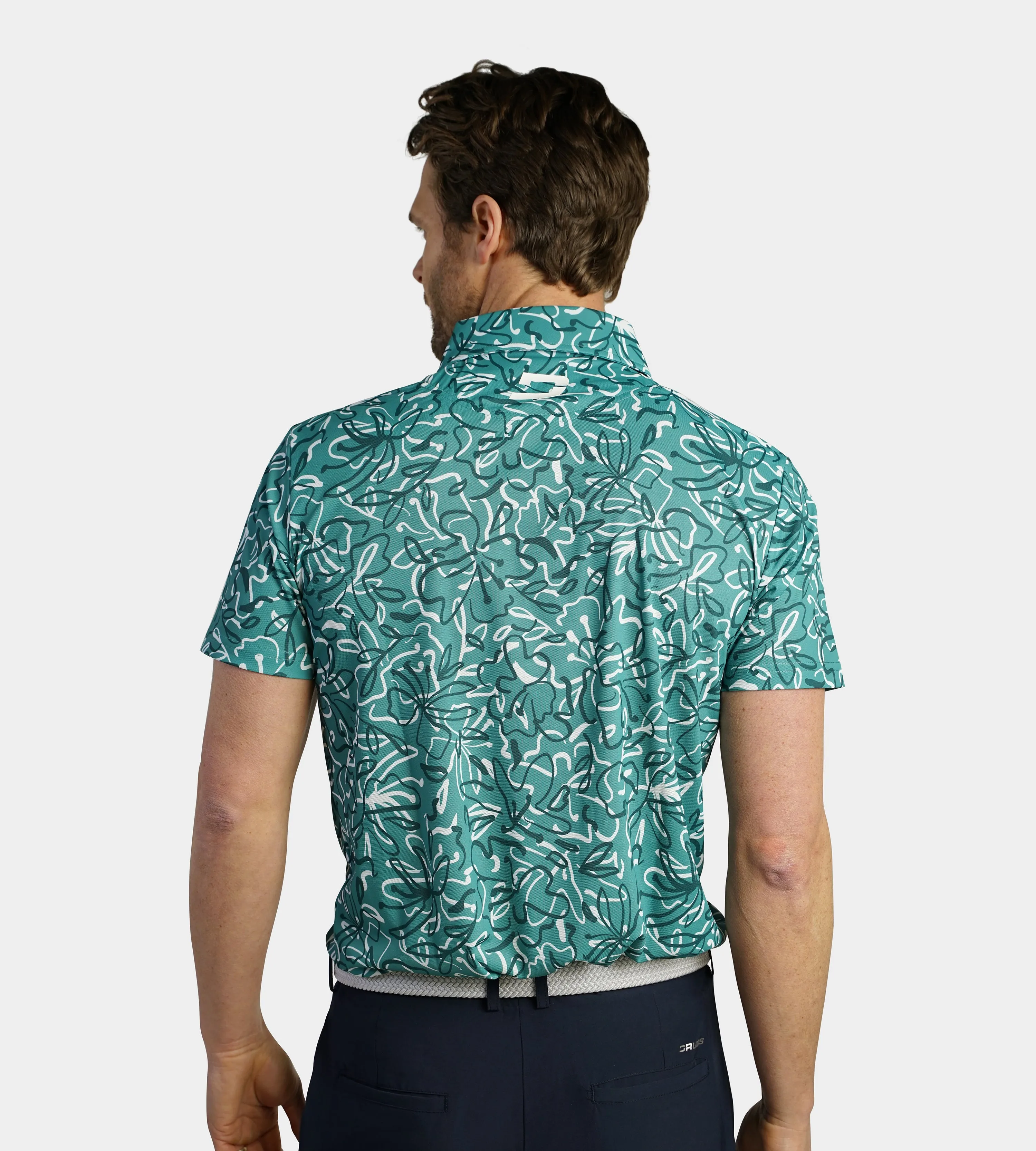 ABSTRACT FLORAL POLO - SAGE