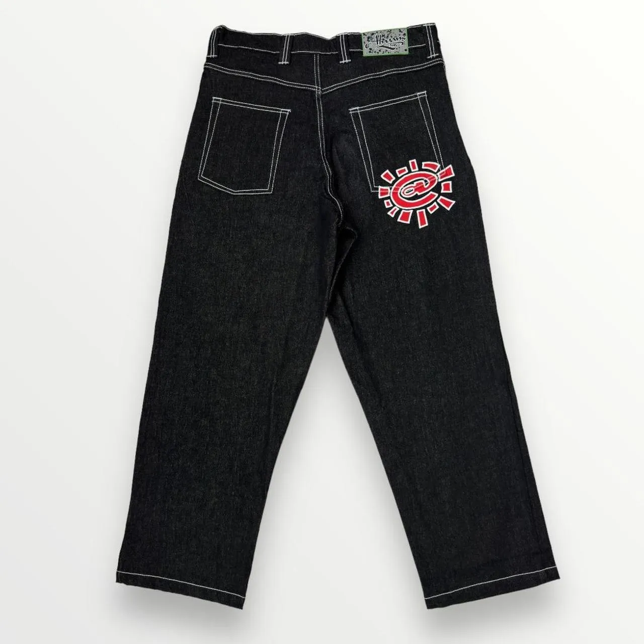 ADWYSD Relaxed Jeans In Indigo Black W/ Red Print