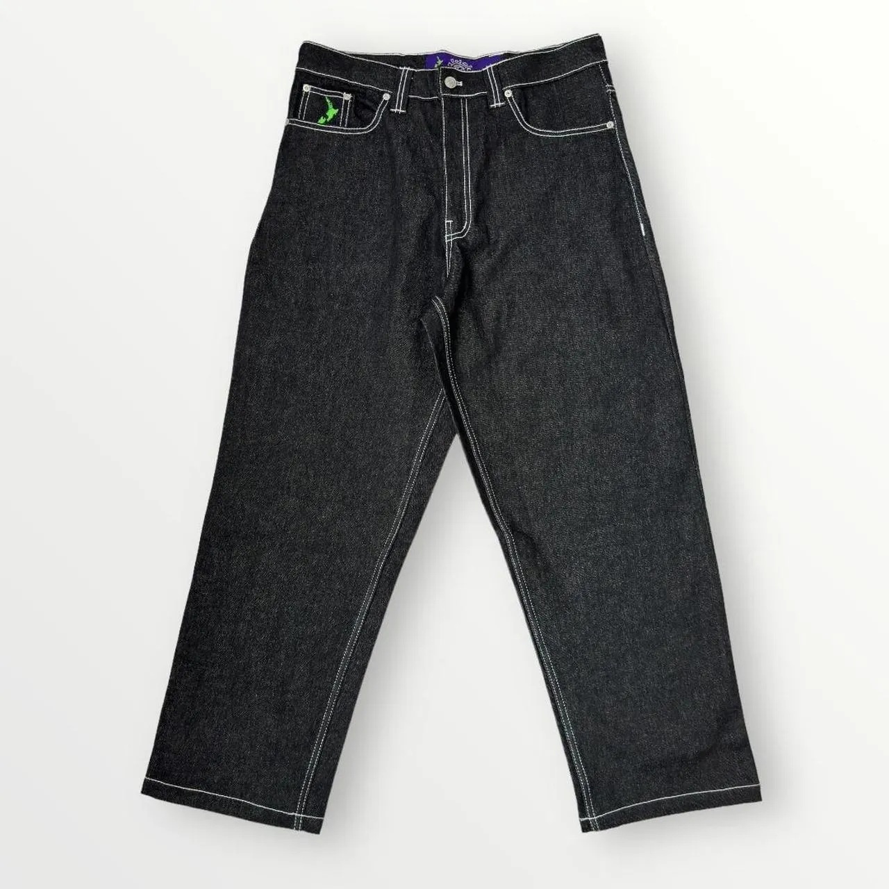 ADWYSD Relaxed Jeans In Indigo Black W/ Red Print