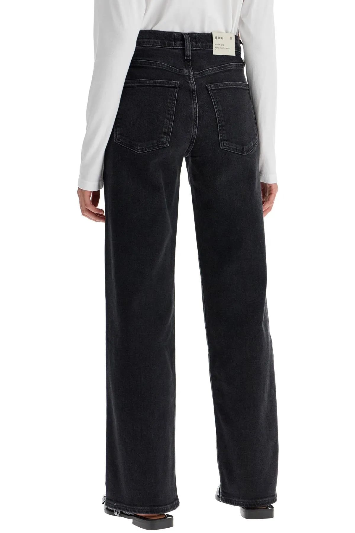 Agolde Straight Harper Jeans For Women   Black