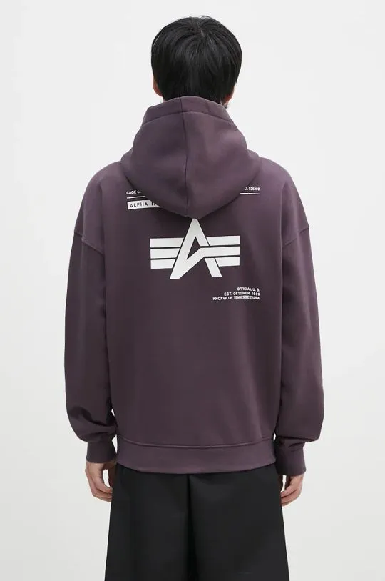 Alpha Industries sweatshirt Logo BP Hoody men's violet color hooded with a print 146336