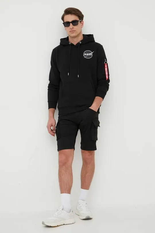 Alpha Industries sweatshirt x Nasa Dark Side Hoody men's black color 108337.285