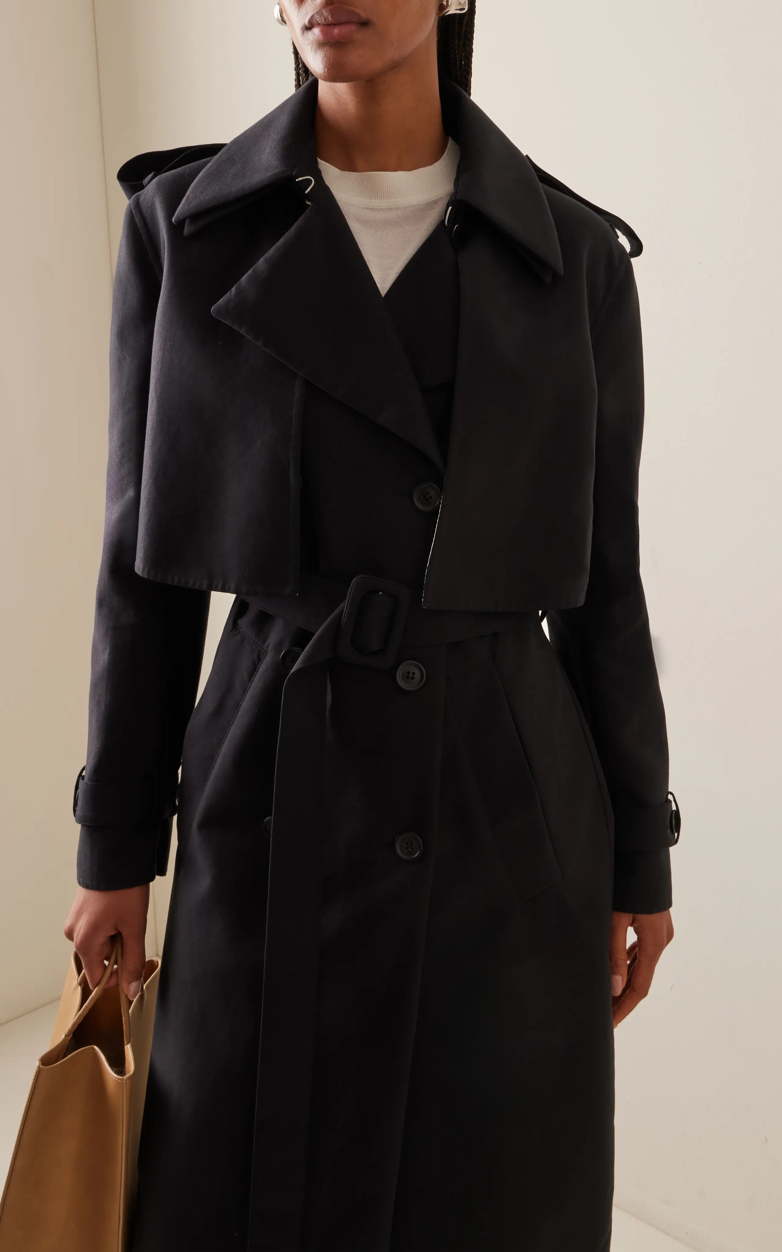 Another Tomorrow Convertible Cotton Trench Coat