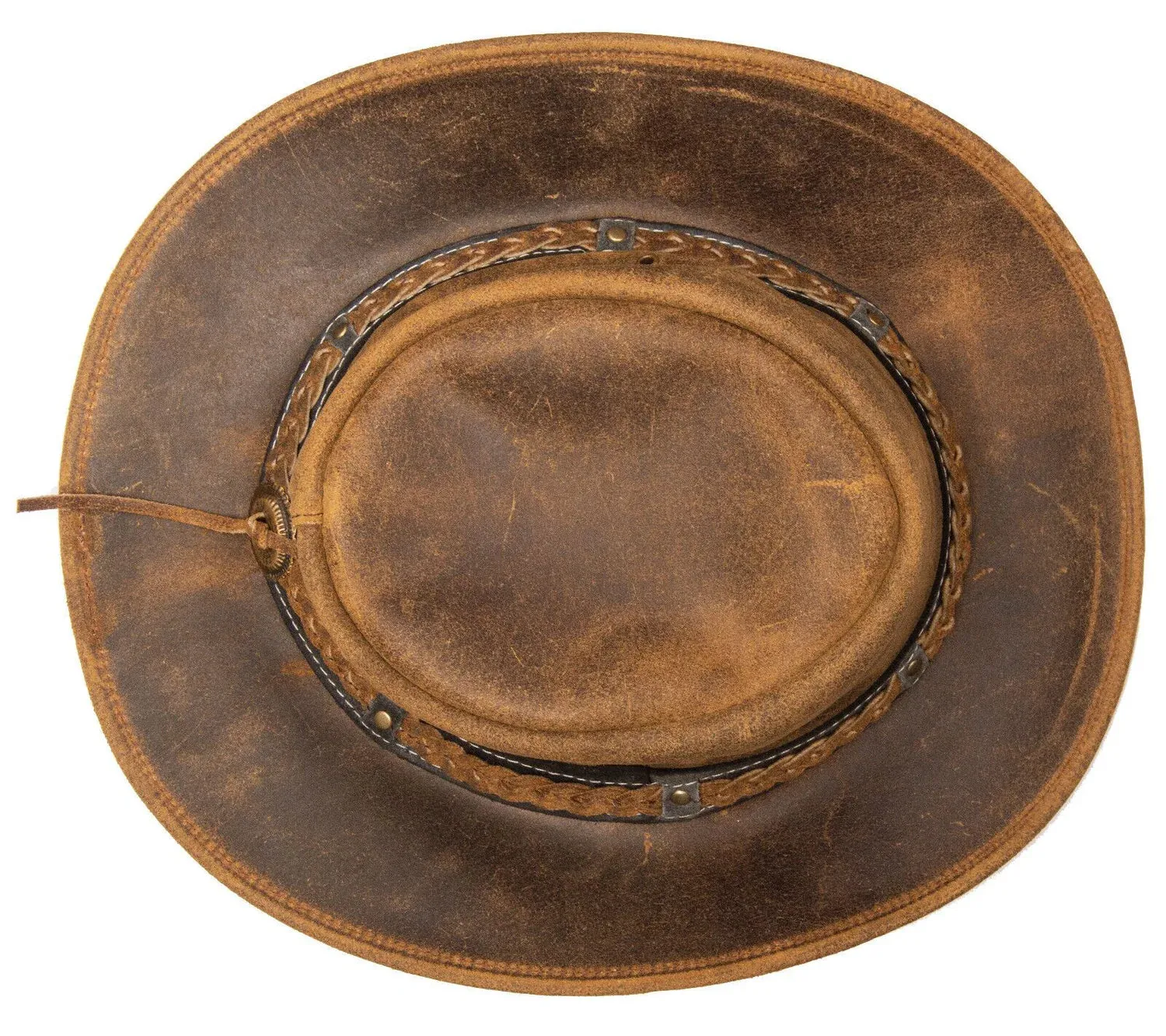 Antique Tan Buff Western/Bush Style Leather Hat