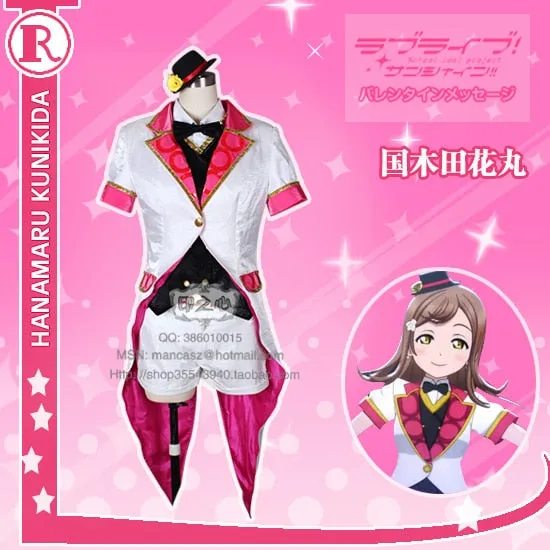 Aqours love live sunshine 13 Kunikida Hanamaru Stage Dress Christmas Cosplay Costume New Year Dress Shirt+Vest+Coat+Pants+Hat+Ti