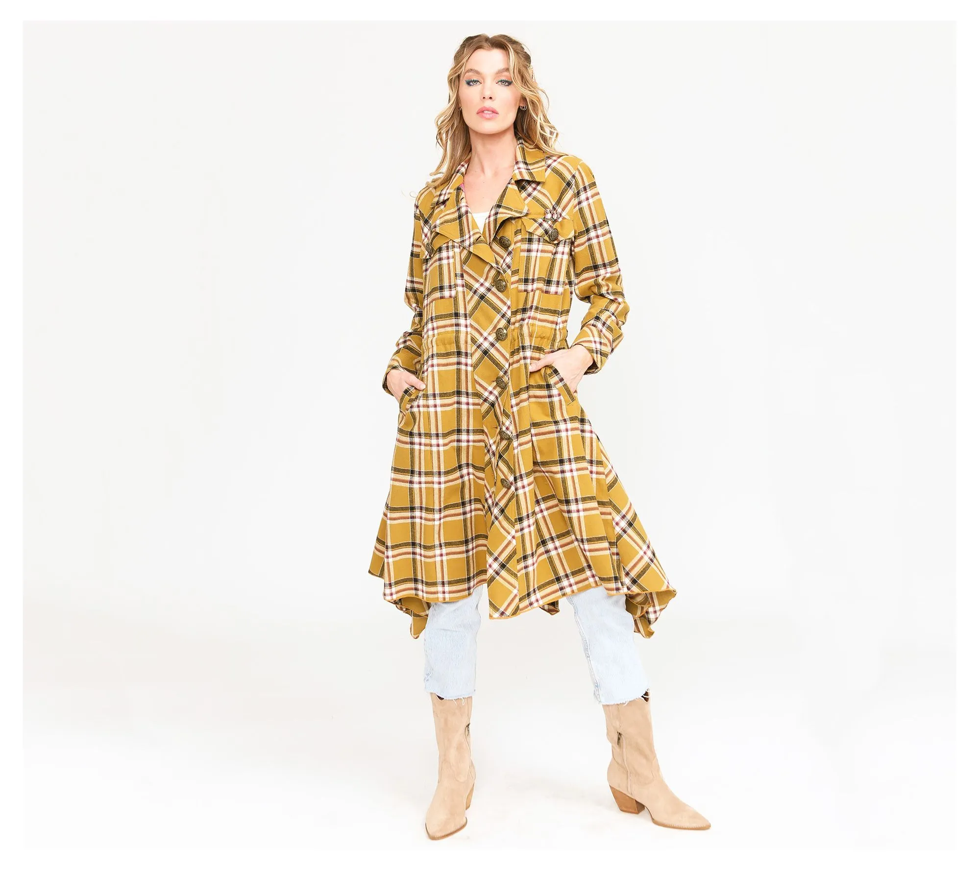 Aratta Coco Plaid Trench Coat