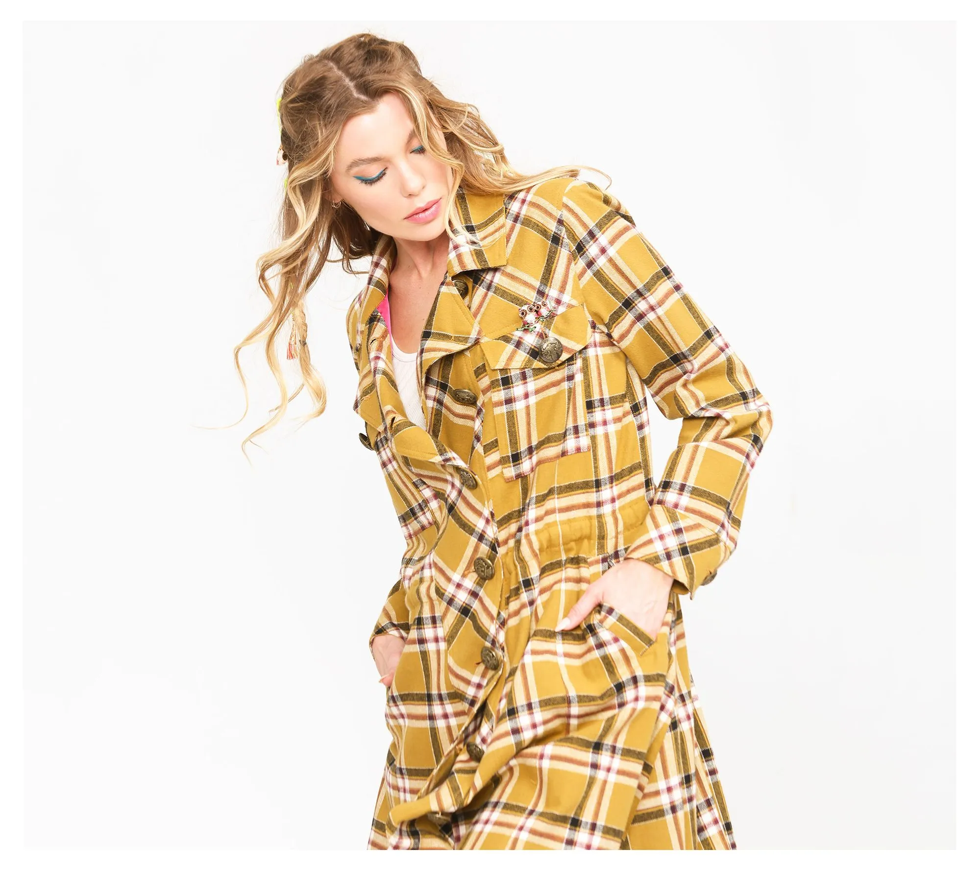 Aratta Coco Plaid Trench Coat