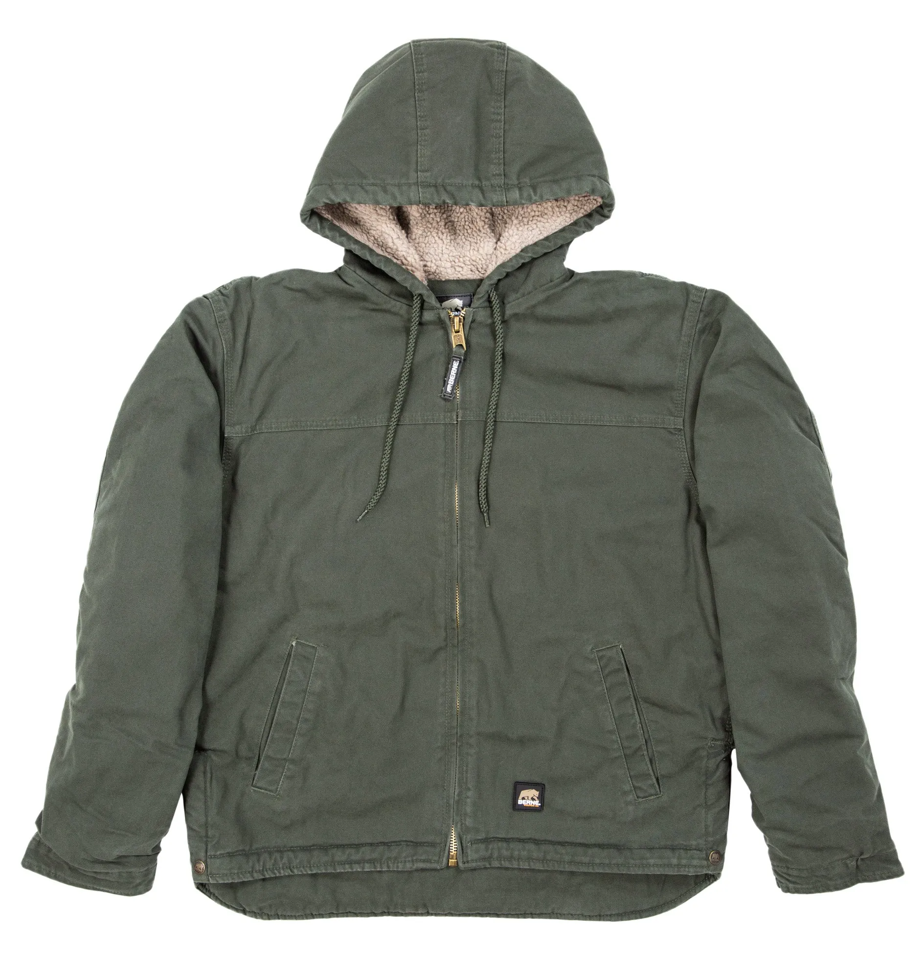 Berne Mens Moss 100% Cotton Hooded Work Coat