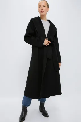 Black Cashmere Wrap Coat