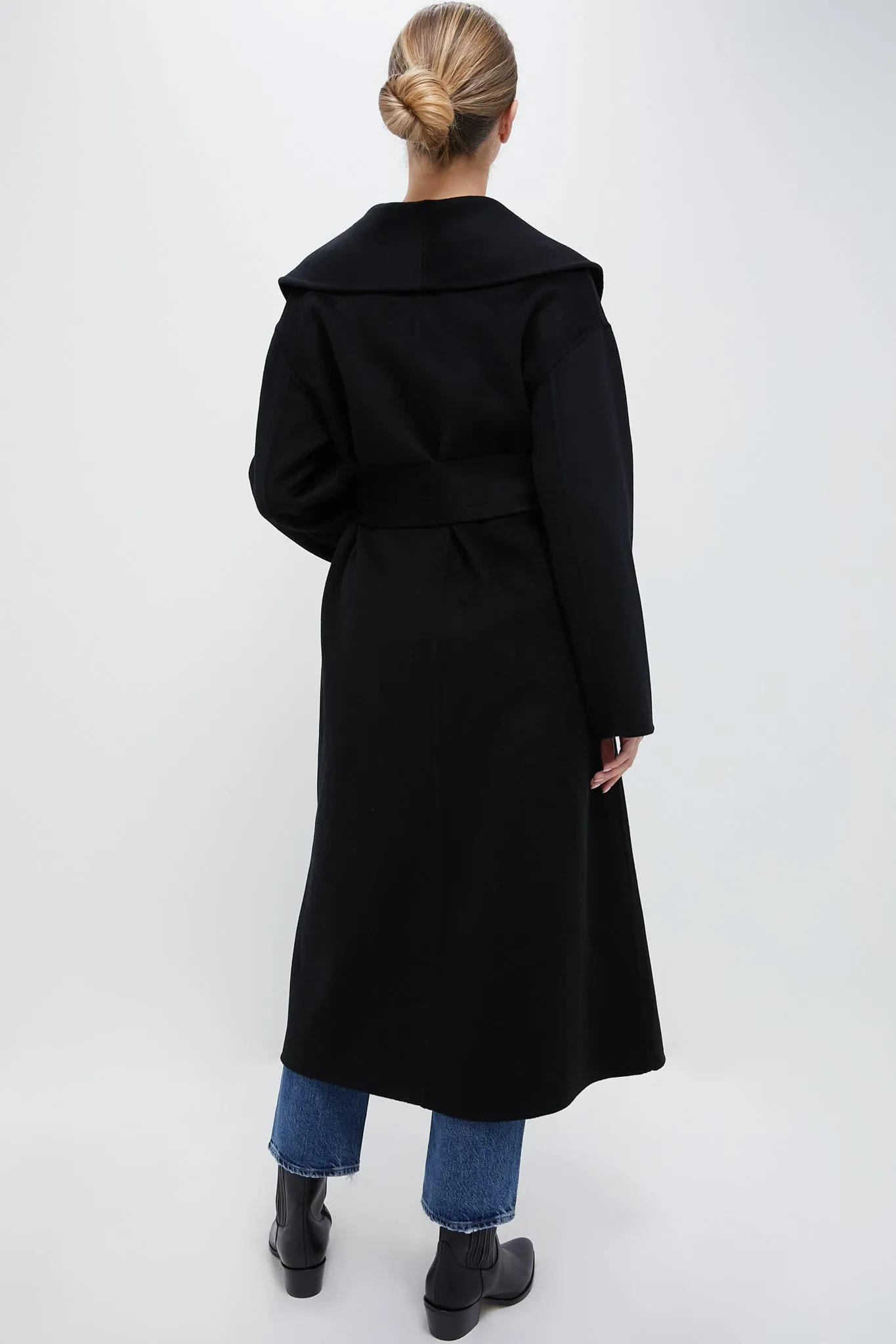 Black Cashmere Wrap Coat