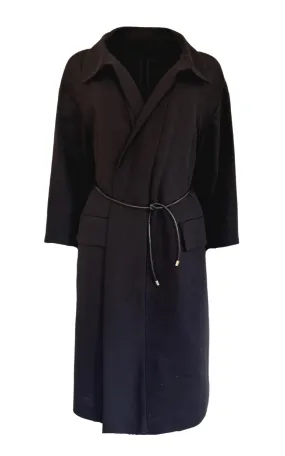 Black Cotton Three-Quarter Coat