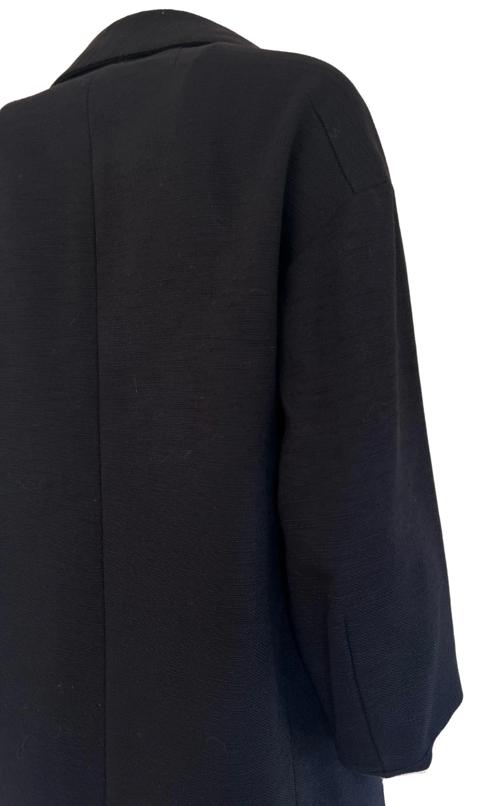 Black Cotton Three-Quarter Coat