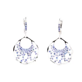 Blue Sapphire Fan Drop Earrings