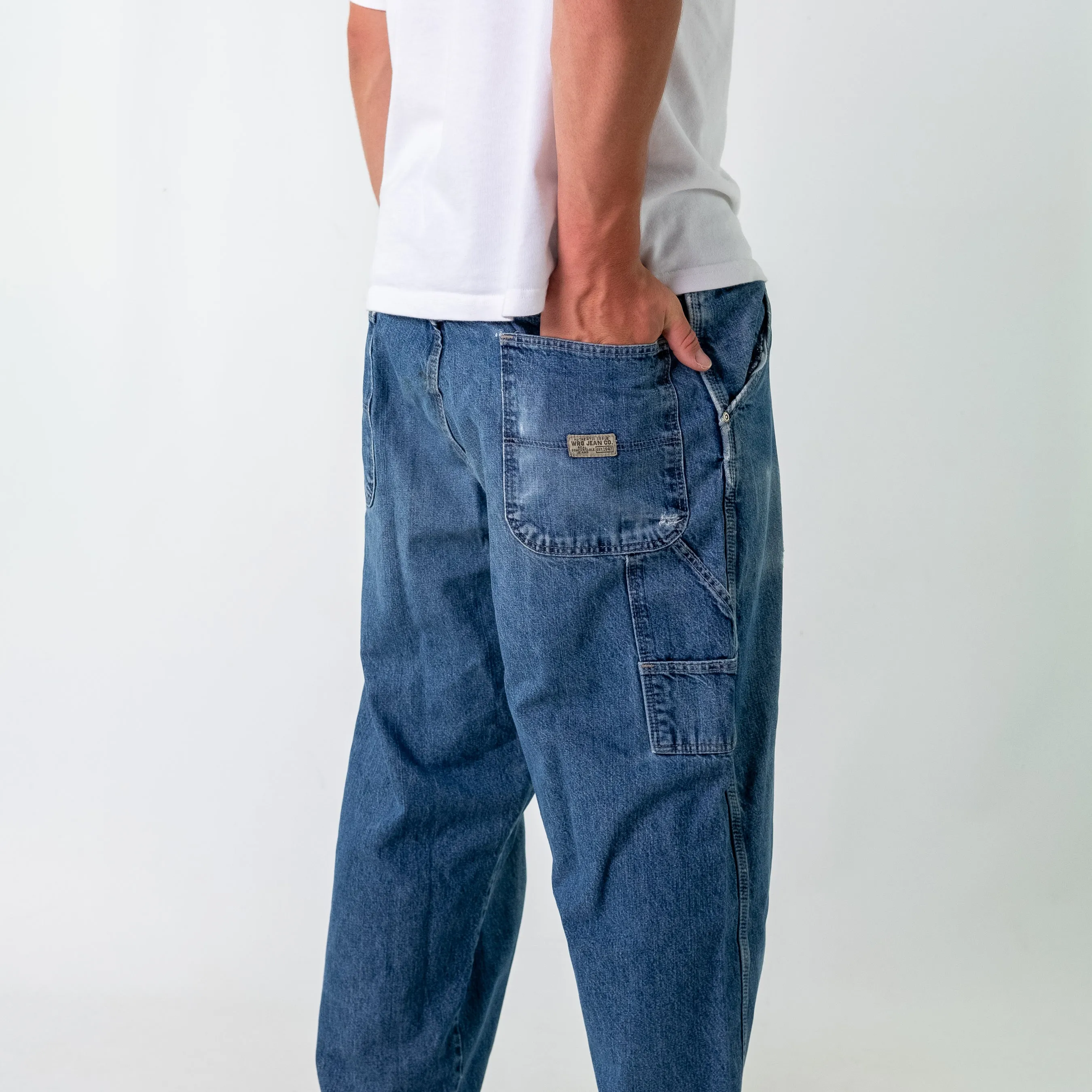 Blue y2ks Wrangler Denim Carpenter Jeans Baggy Pants (36x30)