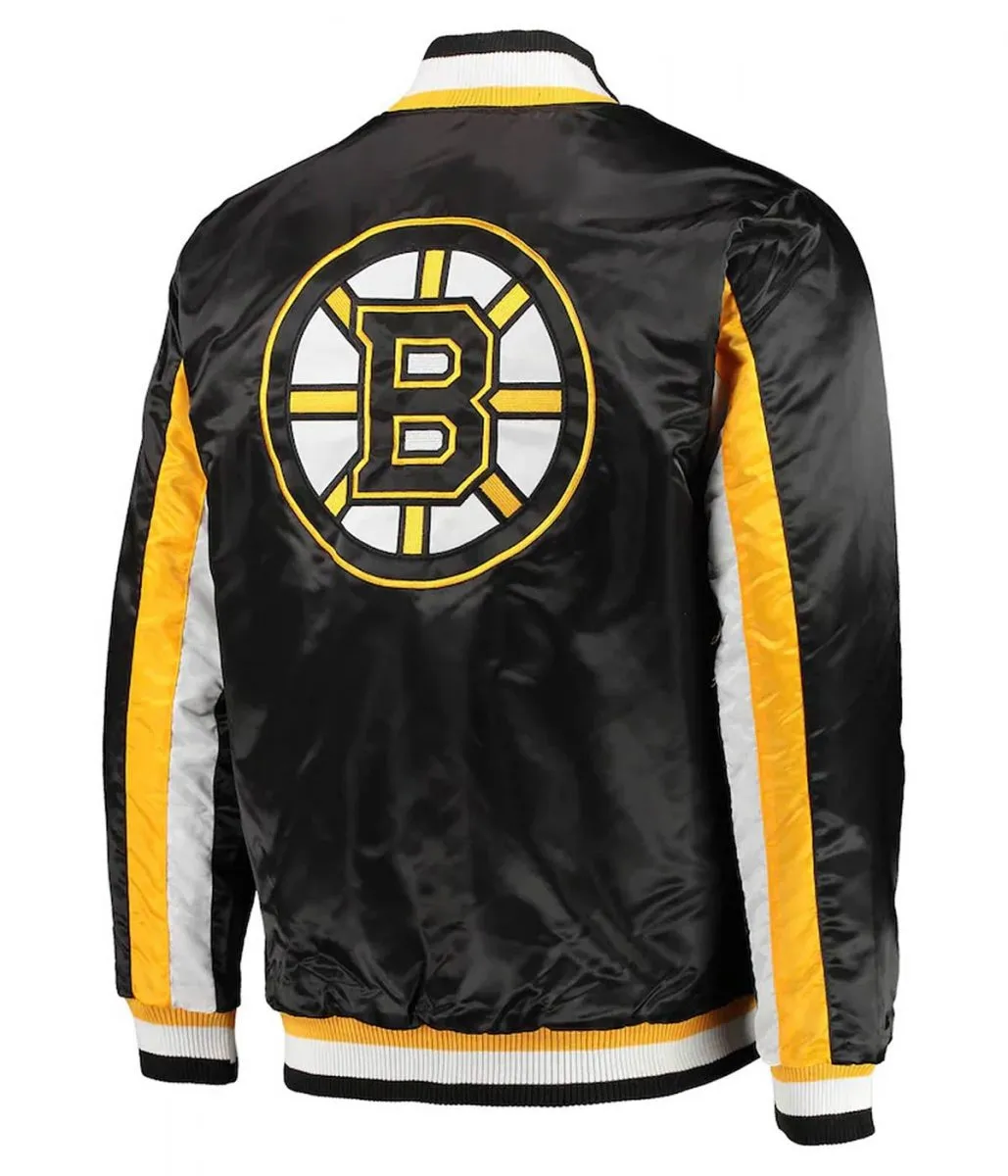 Boston Bruins The Ace Varsity Satin Black/Yellow Jacket