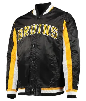 Boston Bruins The Ace Varsity Satin Black/Yellow Jacket