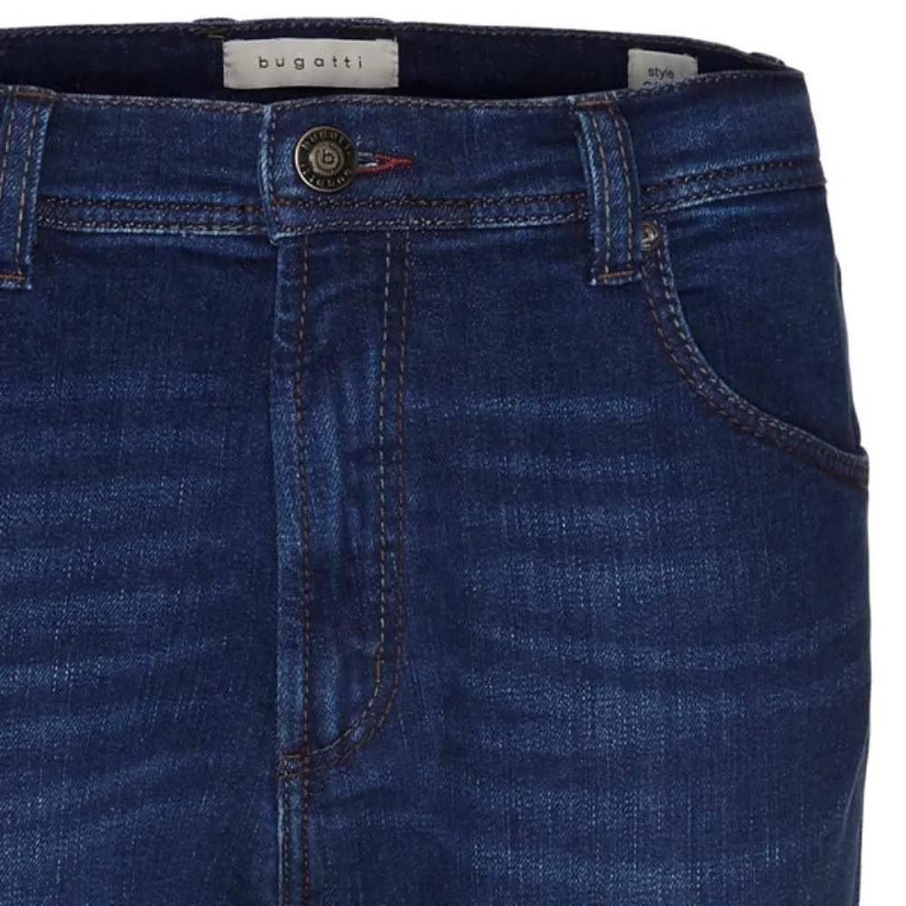 BUGATTI Five Pocket Constant Colour Blue Stretch Jeans | Menswear Online