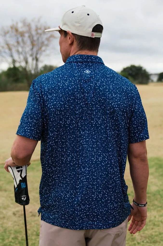 Burlebo Navy Speckled Performance Polo