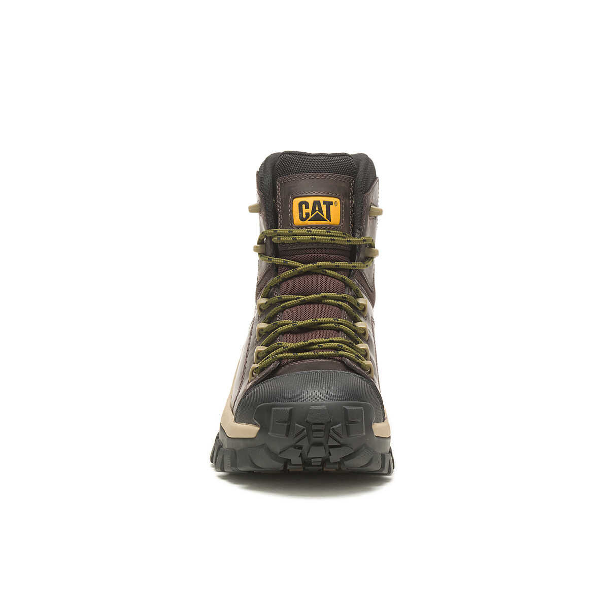 CAT Men's Invader hiker Waterproof Composite Toe Work Boot in Coffee Brown