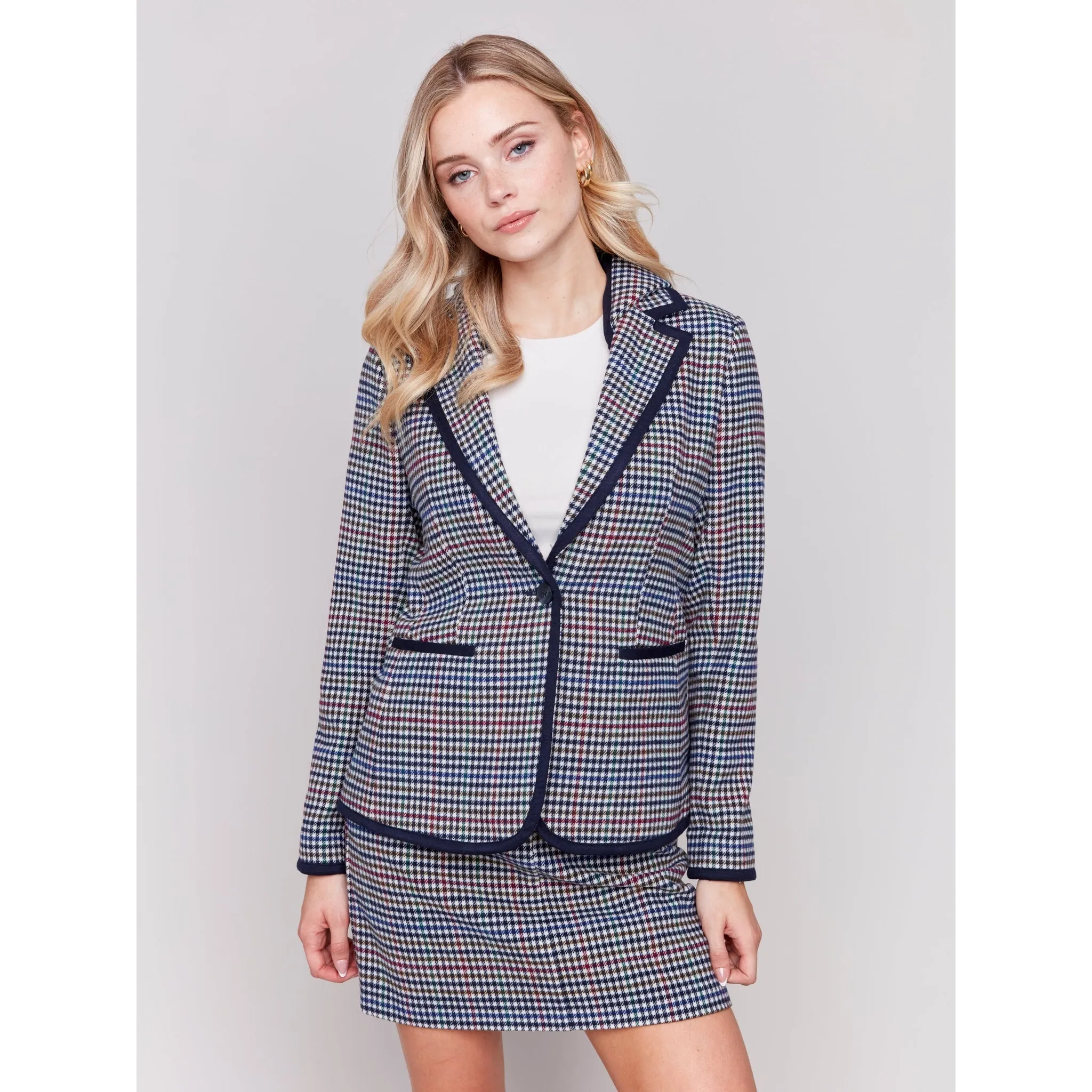 Charlie B Plaid Blazer with Hood