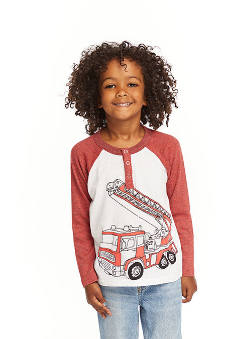 Chaser - Firetruck Raglan Henley Tee