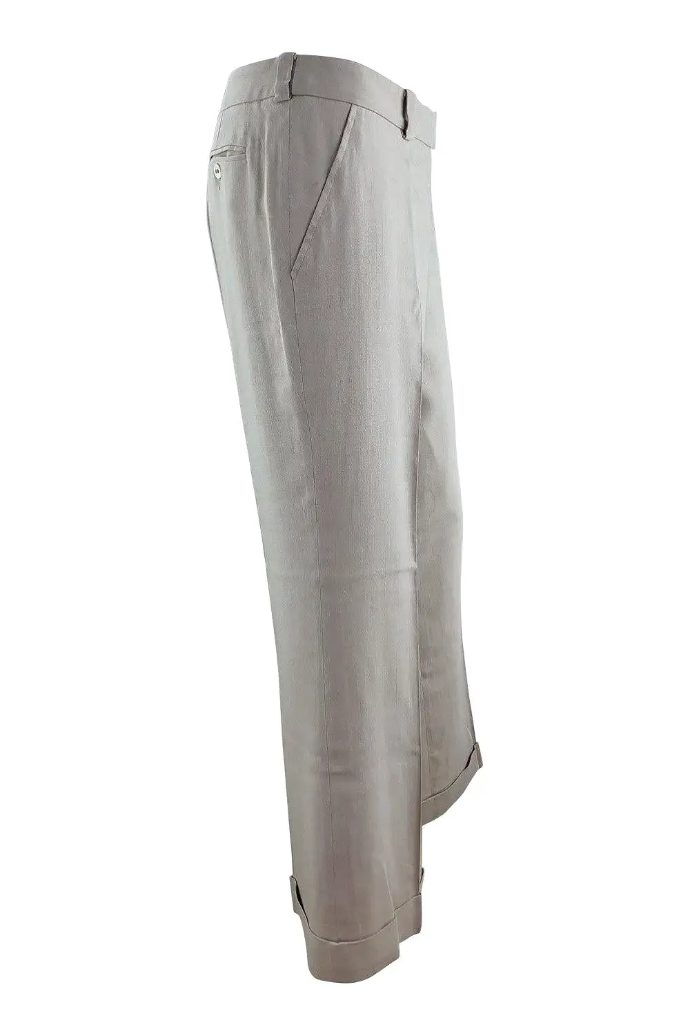 CHRISTIAN DIOR Cream Bootcut Women's Silk Crease Front Trousers (UK 14)