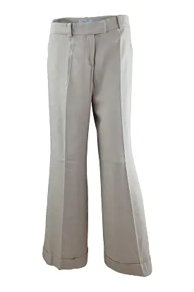 CHRISTIAN DIOR Cream Bootcut Women's Silk Crease Front Trousers (UK 14)