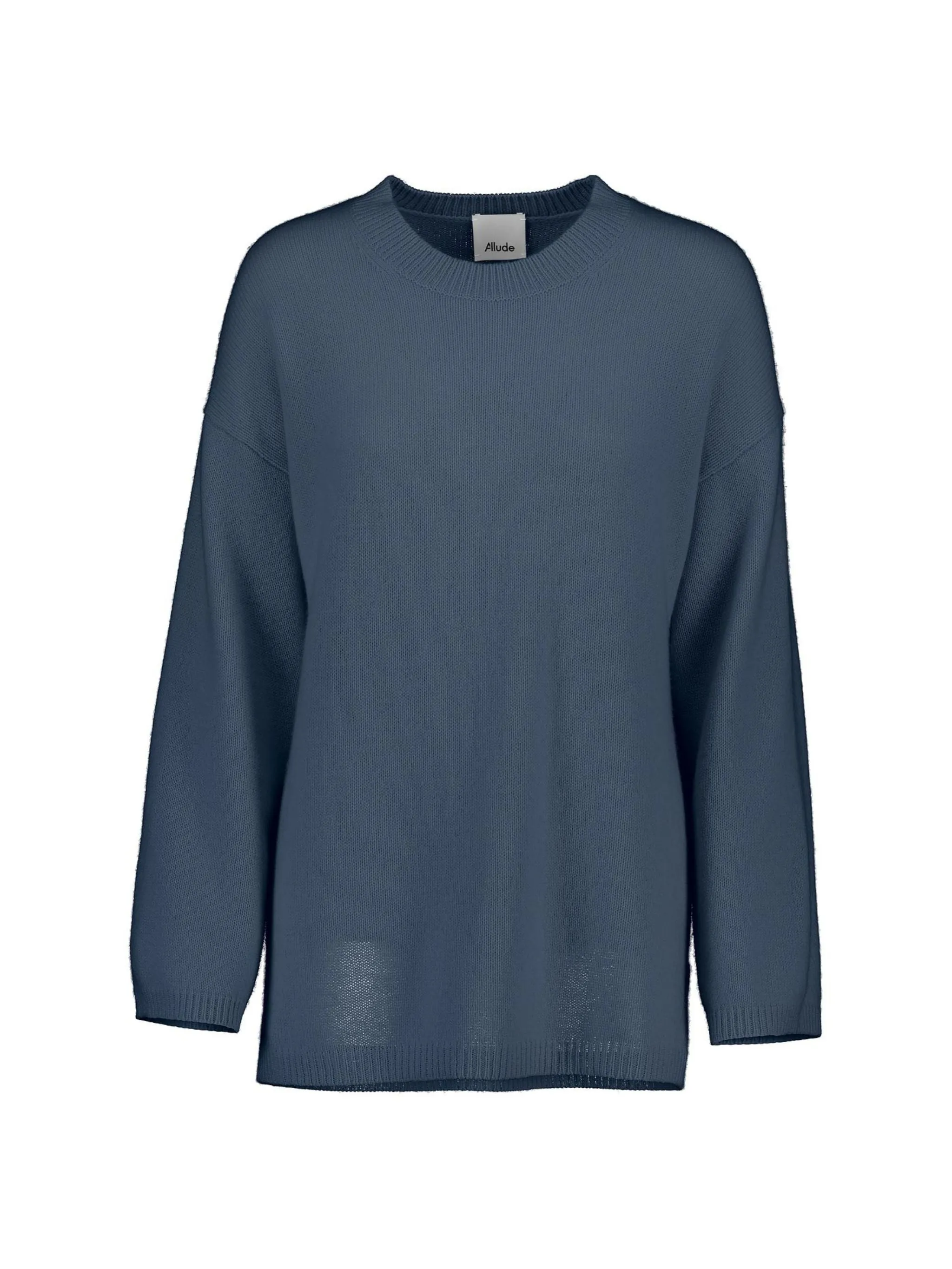 Crewneck cashmere sweater, steel blue