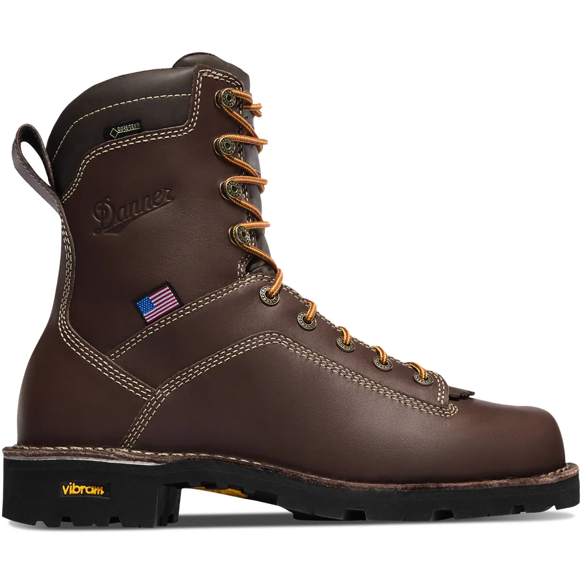 Danner Mens Quarry 8” inch USA Made Steel Toe Gore-Tex Work Boot- Brown Leather