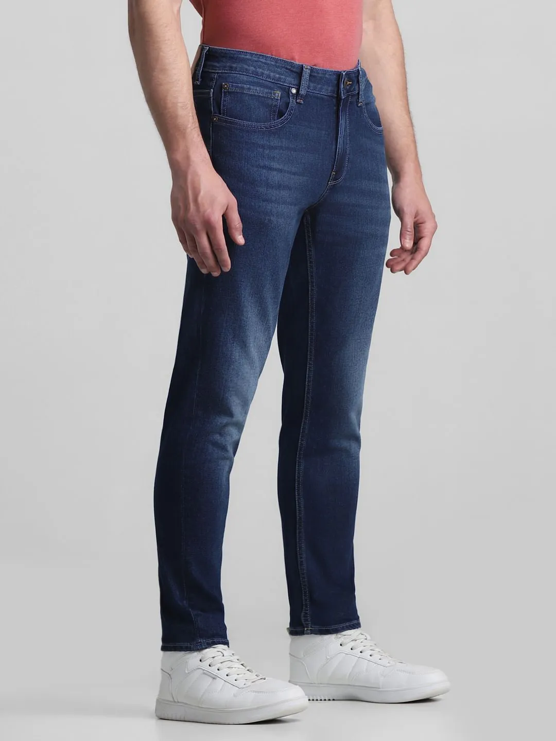 Dark Blue Mid Rise Brak Slim Fit Jeans