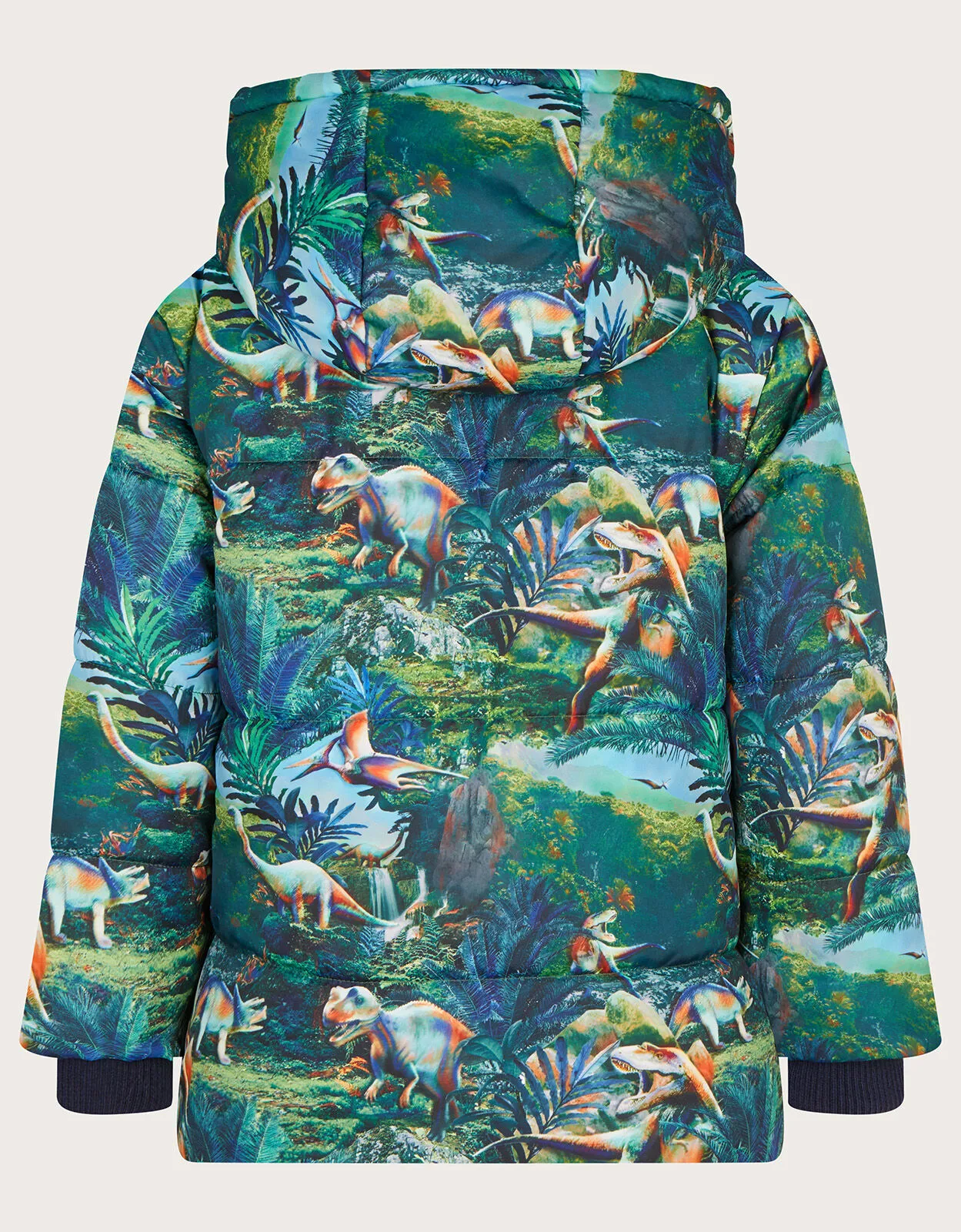 Dinosaur Print Padded Coat Green