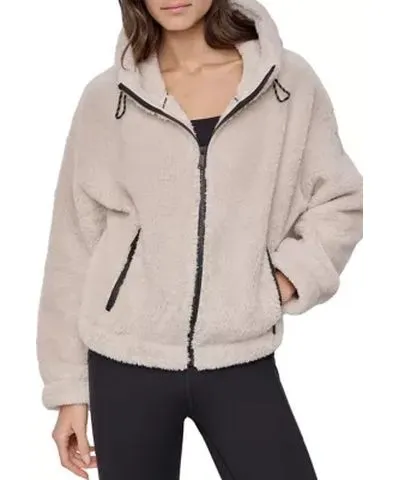 DKNY Sport Women's Sherpa Full Zip Hooded Jacket with Pockets