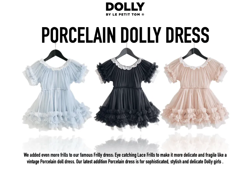 DOLLY by Le Petit Tom  PORCELAIN DOLLY DRESS black