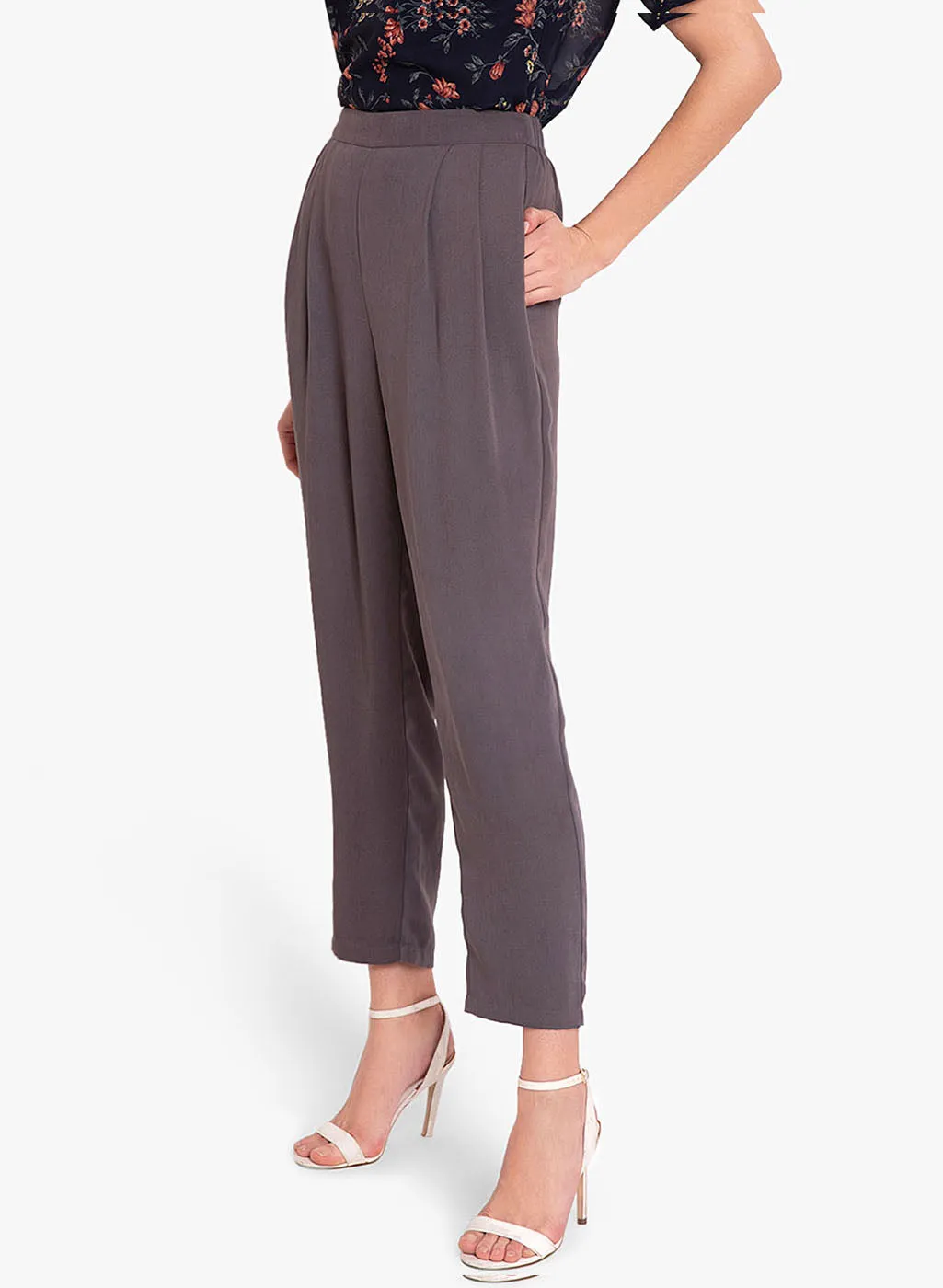 Double Pleat Tappered Hem Trouser