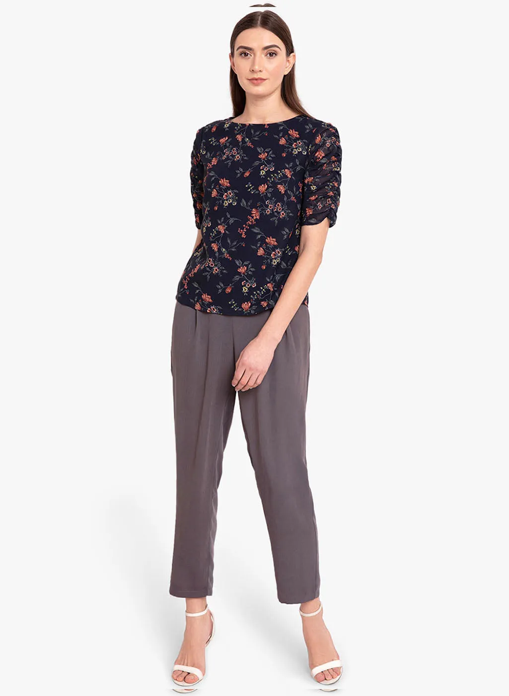 Double Pleat Tappered Hem Trouser