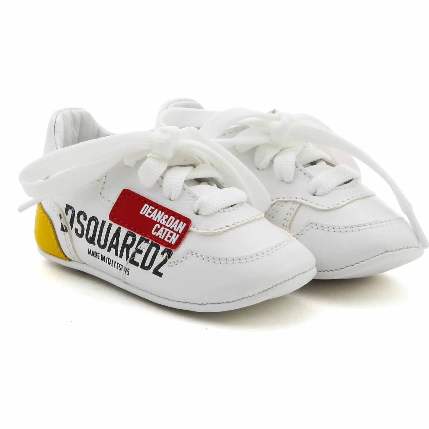 Dsquared2 Unisex White And Yellow Baby Sneaker