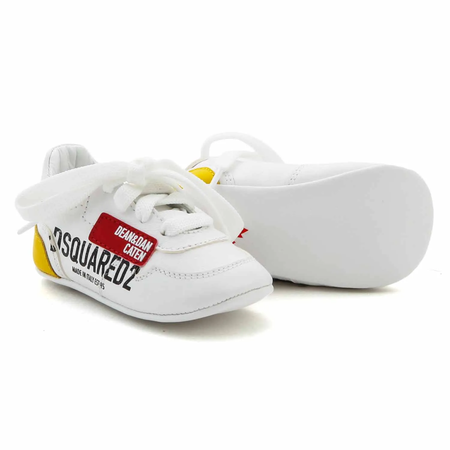 Dsquared2 Unisex White And Yellow Baby Sneaker