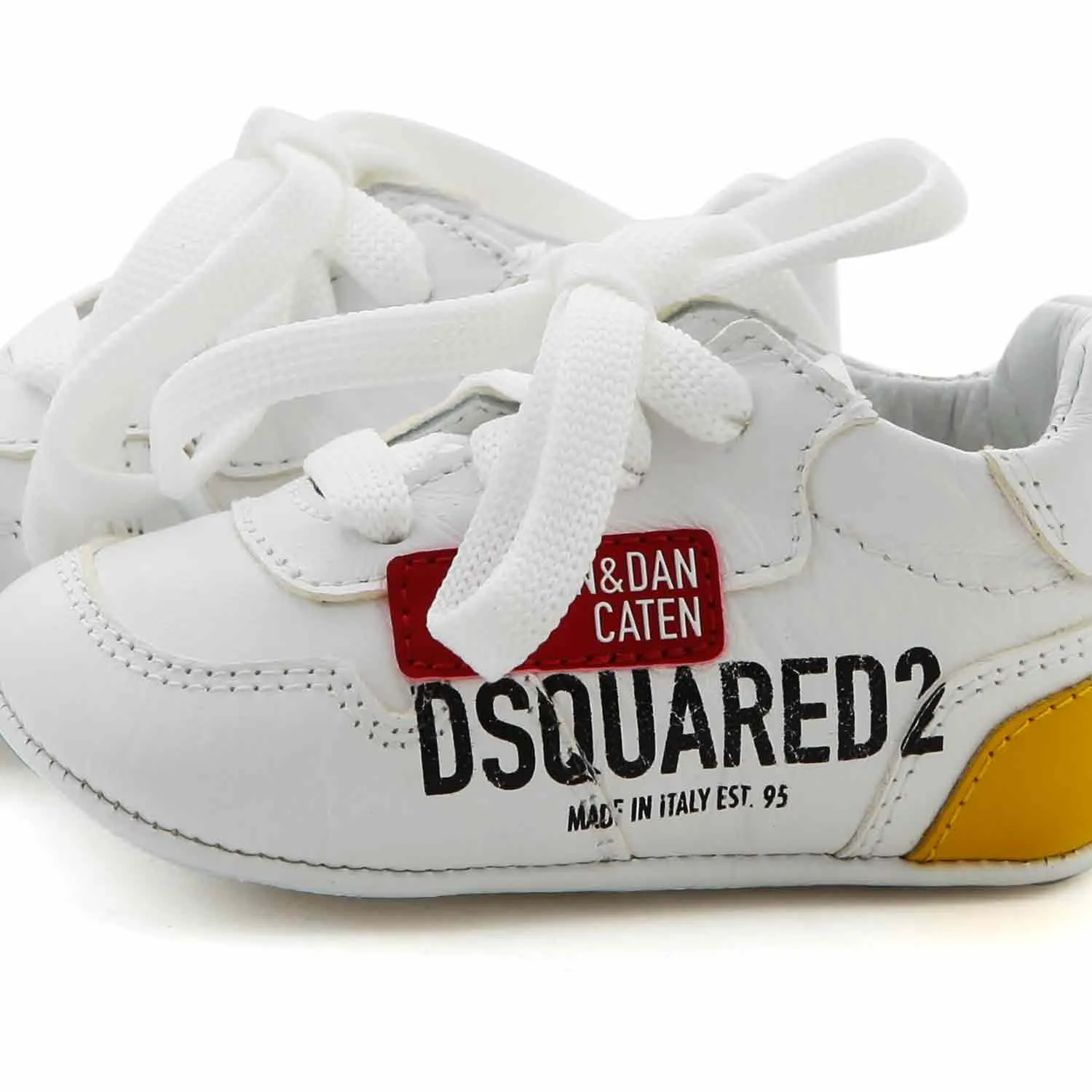 Dsquared2 Unisex White And Yellow Baby Sneaker