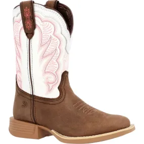 Durango Lil' Rebel Pro Little Kid's Trail Brown and White Western Boot DBT0242