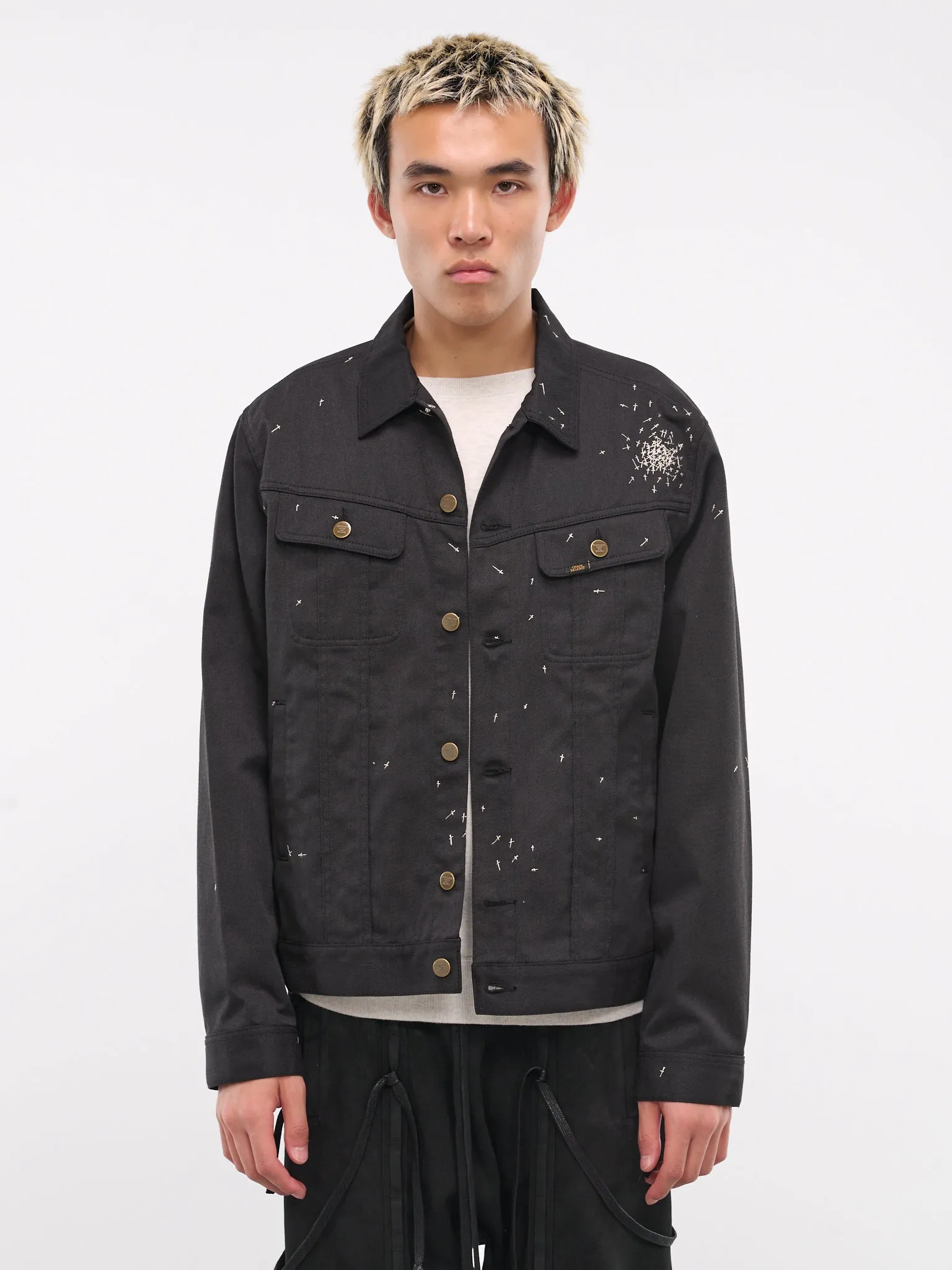 Embroidered Trucker Jacket (UC2D4209-1-BLACK)