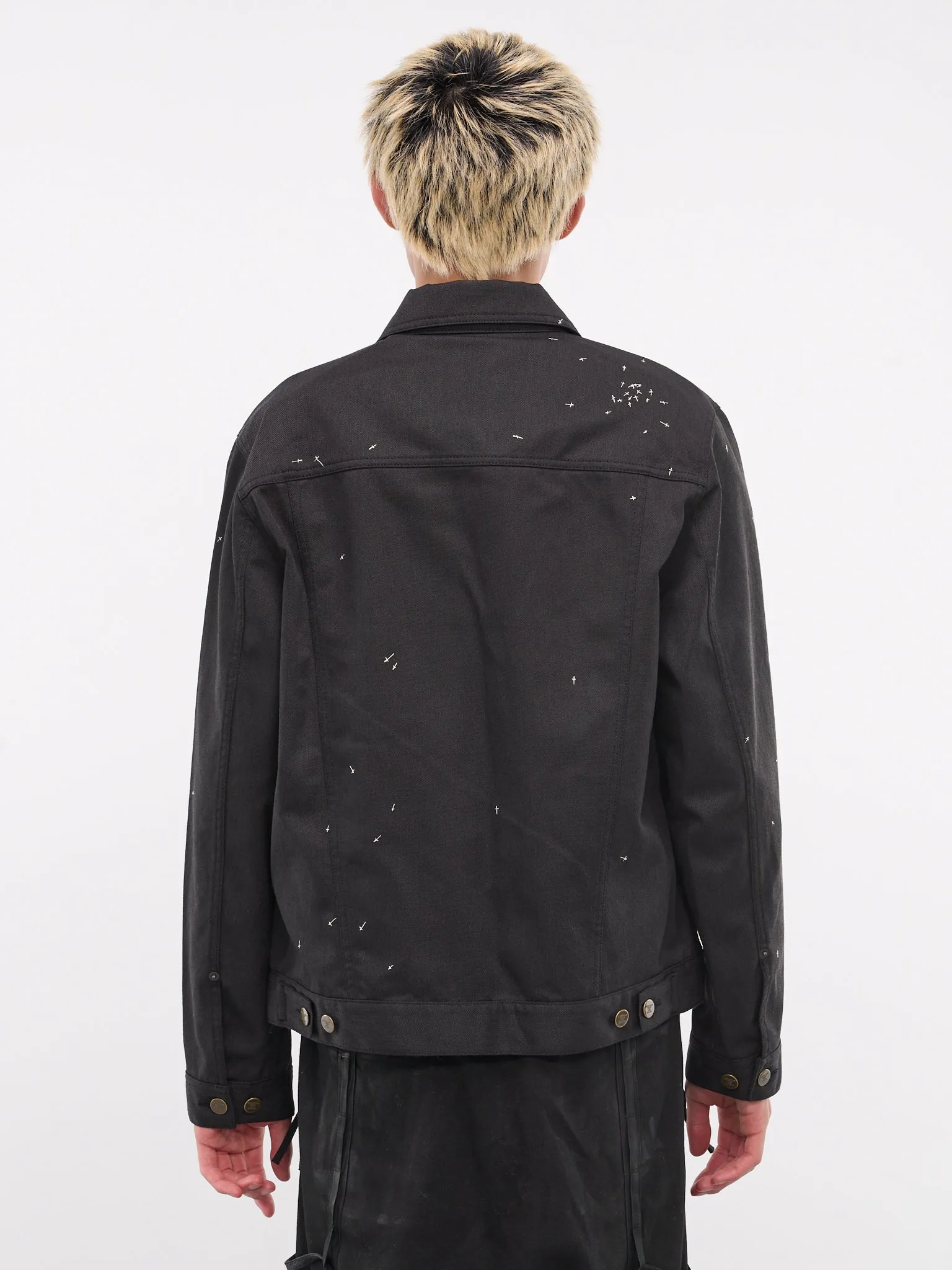 Embroidered Trucker Jacket (UC2D4209-1-BLACK)