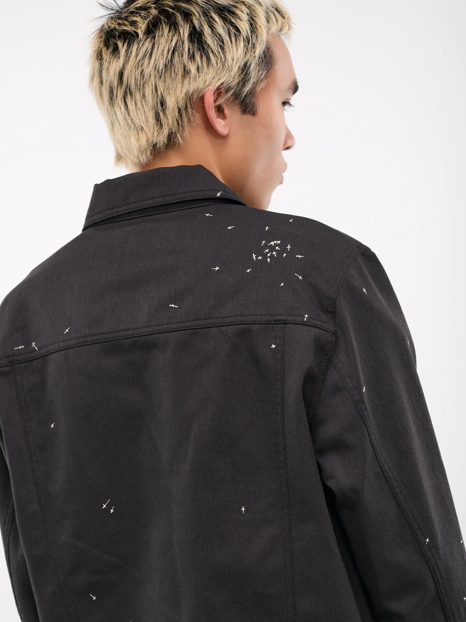 Embroidered Trucker Jacket (UC2D4209-1-BLACK)