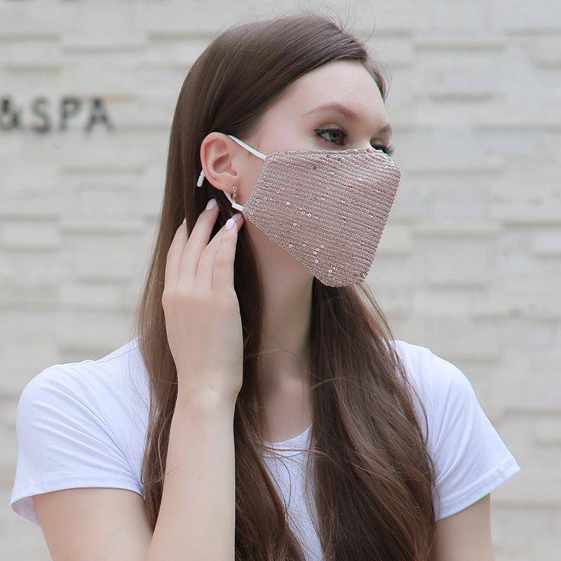 Fashion shiny Facewashable And Reusable Outdoor Sequined Cover Face-Mask