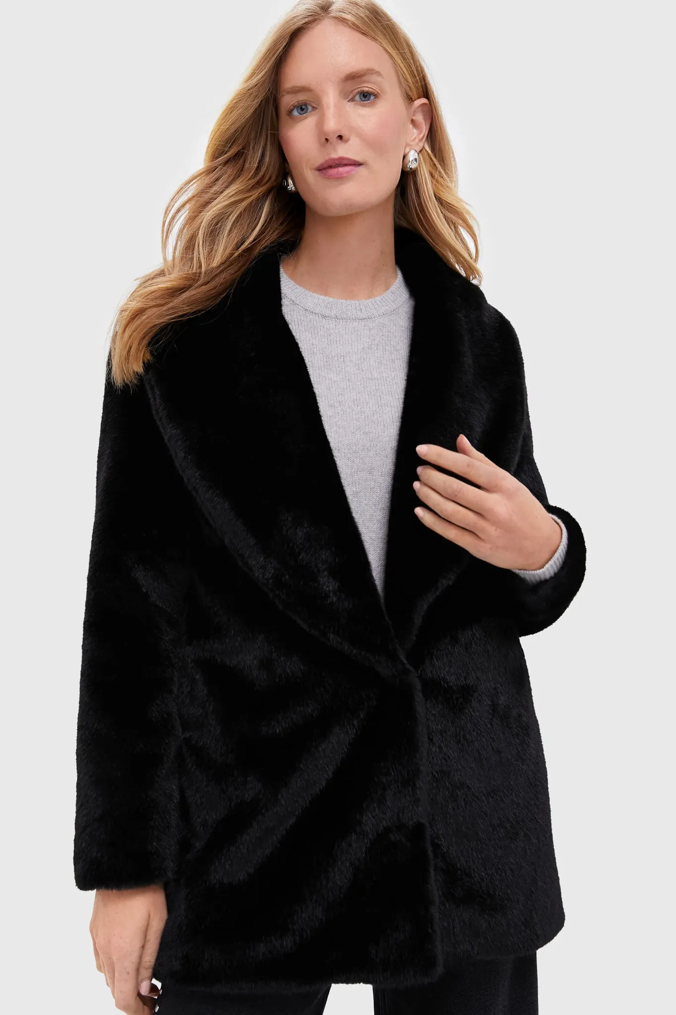 Faux Fur Mid Length Coat