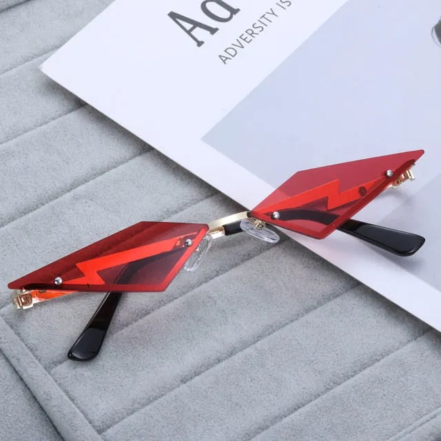 Fire Diamond Shape Flame Sunglasses Women Men Rimless Wave Sun Glasses