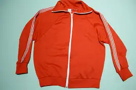 Fire Engine Red 70's Striped Track Zip Up Field Jacket