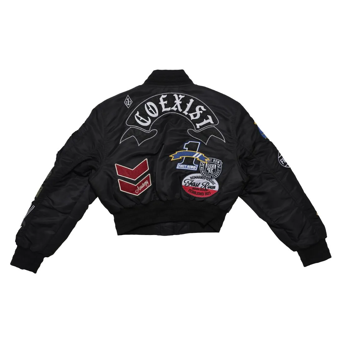 First Row Coexist Multi Patches  Black Women's Jacket